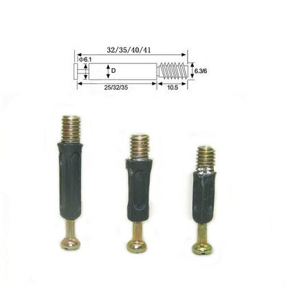 Embedded nut double-headed butt joint embedded part nylon plastic three-in-one rubber particle two-way through connector 1000pcs