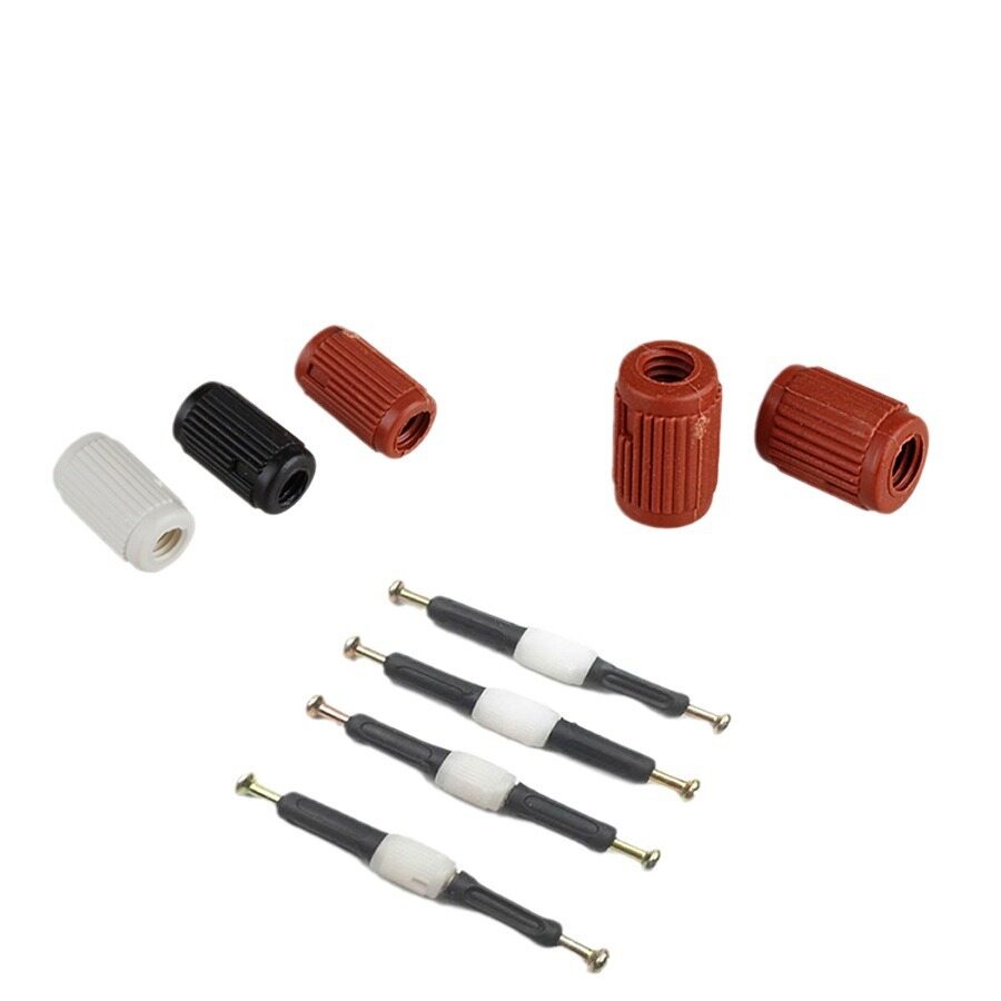Embedded nut double-headed butt joint embedded part nylon plastic three-in-one rubber particle two-way through connector 1000pcs
